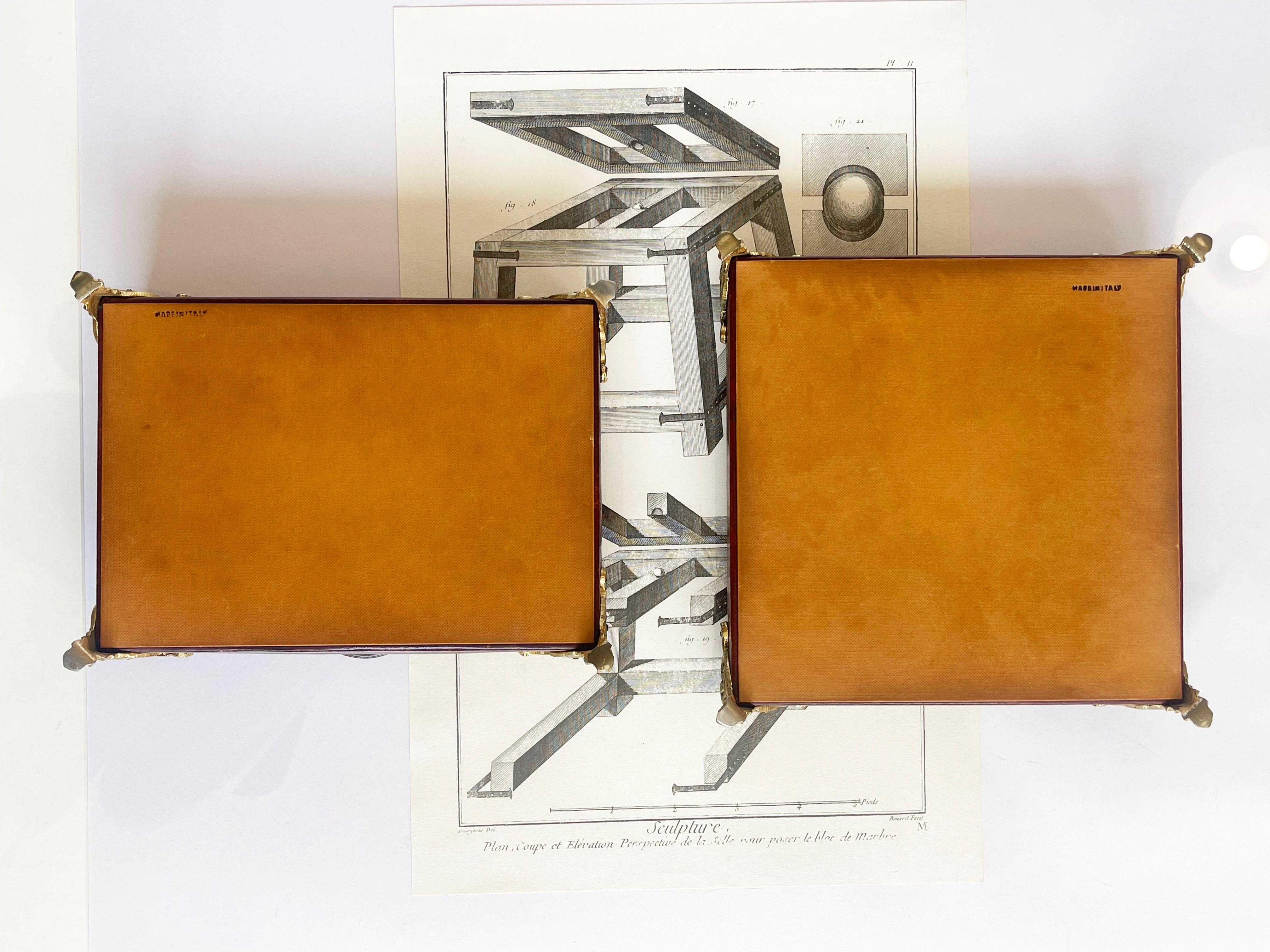 Gran juego de cenicero y caja para puros de cuero italiano de los años 70, estilo Hollywood Regency Alemán en venta