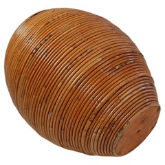 Large 1970's Italian Pencil Reed Cane Basket or Vase