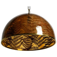 Large 1970s Italian Pendant Lamp Made of Resin with Fern Leaves Inside