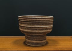 Large 1970s Italian Sculptural Banded Ceramic Pedestal Bowl or Vessel