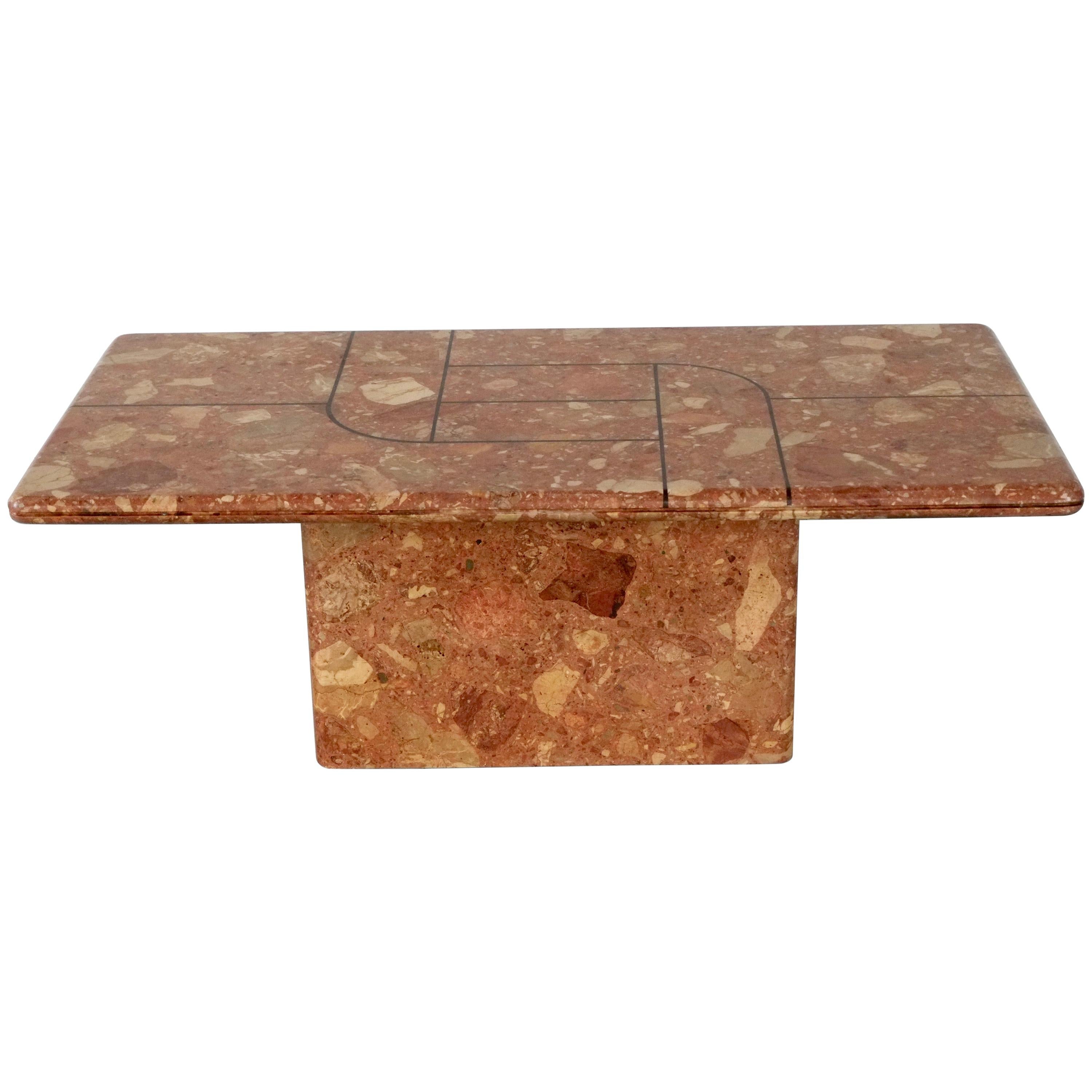 Large 1970
s Italian Terrazzo Marble Coffee Table