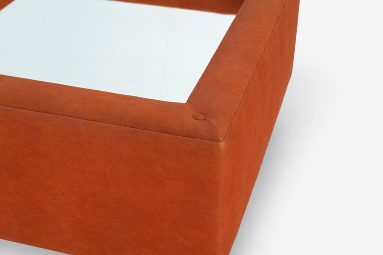 Large 1970's Leather End Tables with Mirrored Tops For Sale at 1stDibs