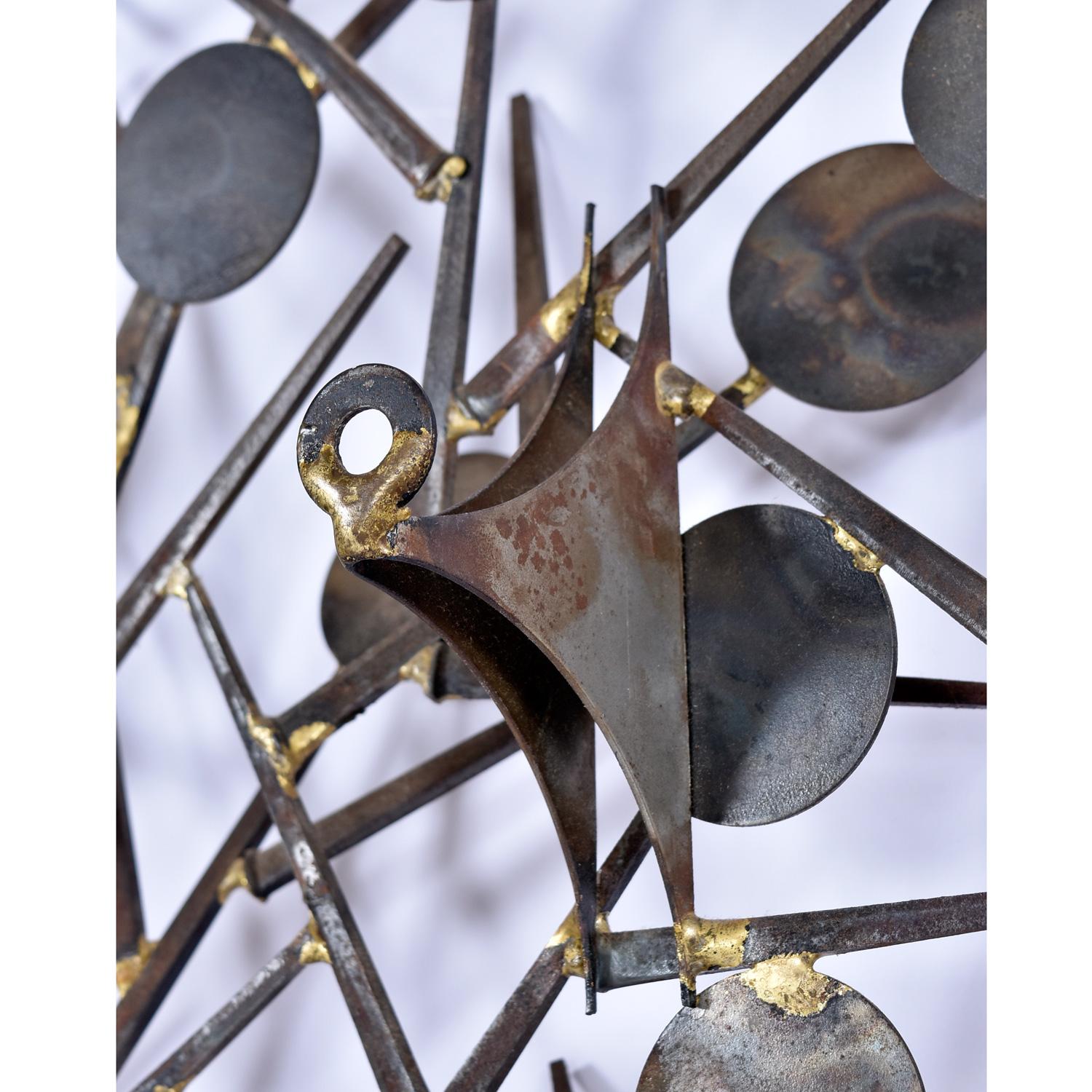 Large 1980's Marc Creates Brutalist Torch Cut Metal Nail Tree Sculpture For Sale 1