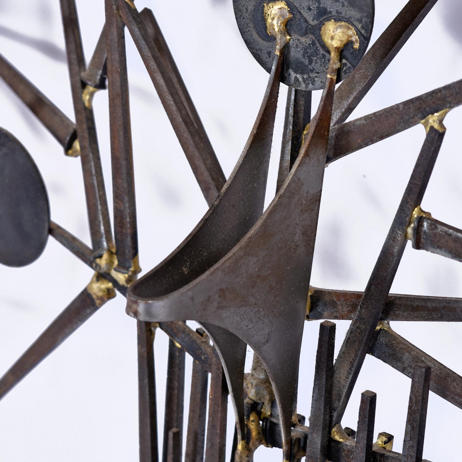 Large 1980's Marc Creates Brutalist Torch Cut Metal Nail Tree Sculpture For Sale 4