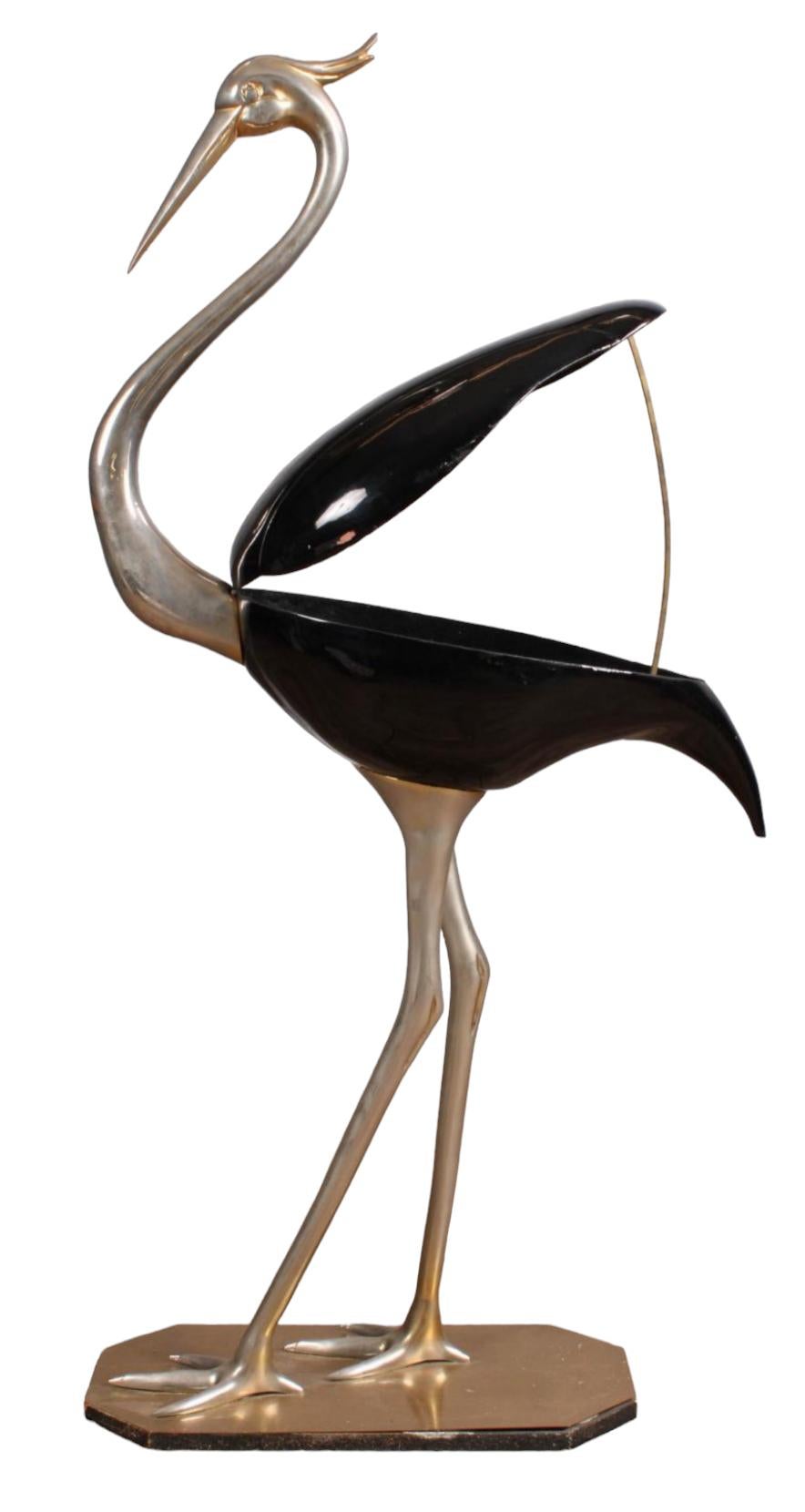 Large 1970s Metal & Enamel Fondica Crane Sculpture Signed Dikran Khoubesserian In Good Condition For Sale In Middleburg, VA