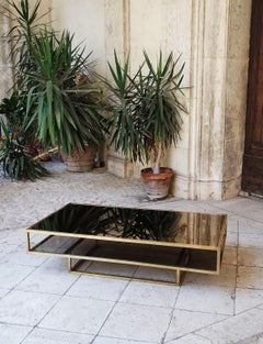 Large 1970s Mirror and Brass Italian Coffee table