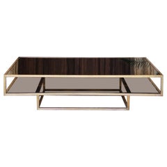 Large 1970s Mirror and Brass Italian Coffee table