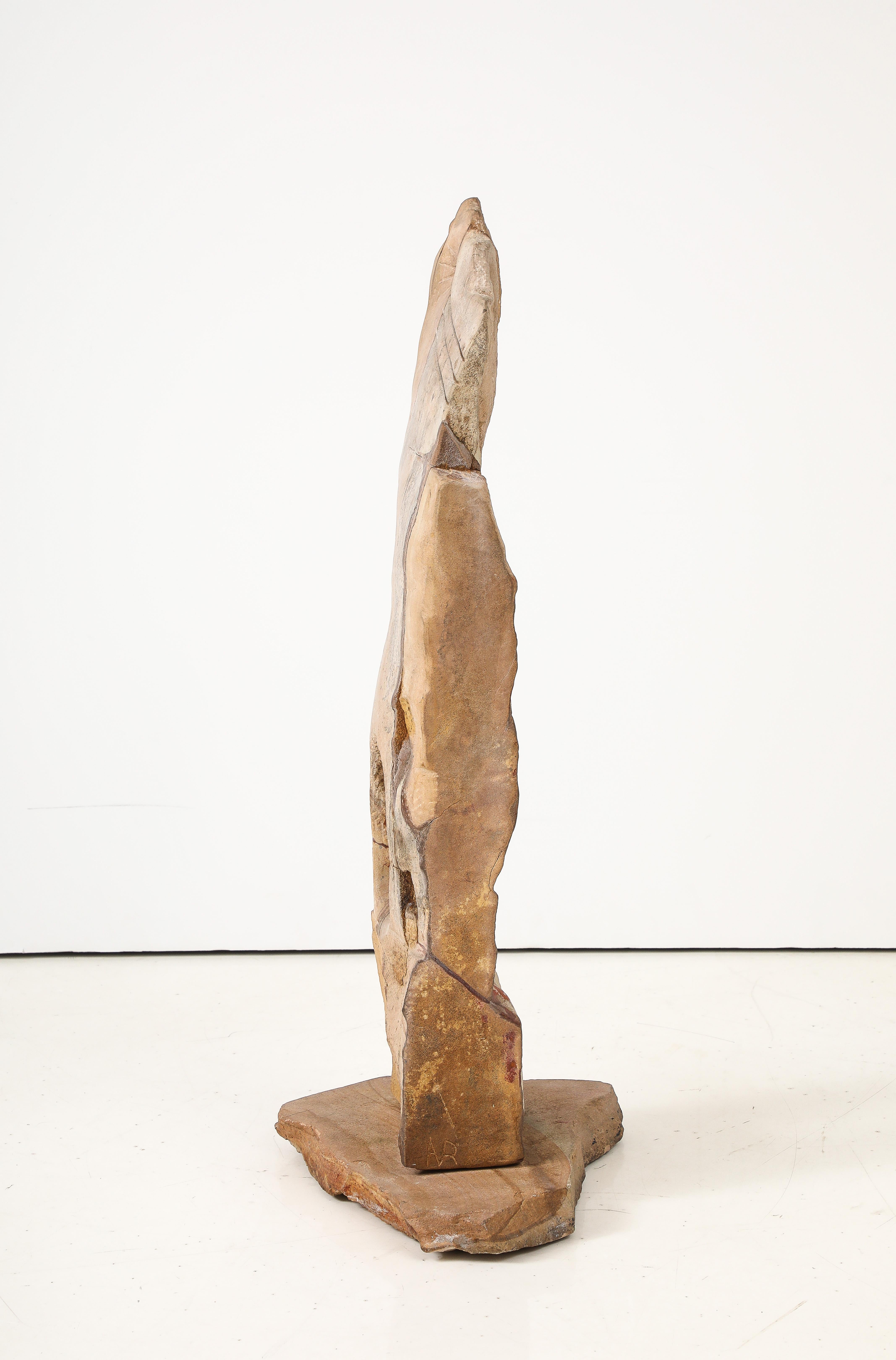 Large 1970's Modernist Stone Abstract Sculpture Signed For Sale 6