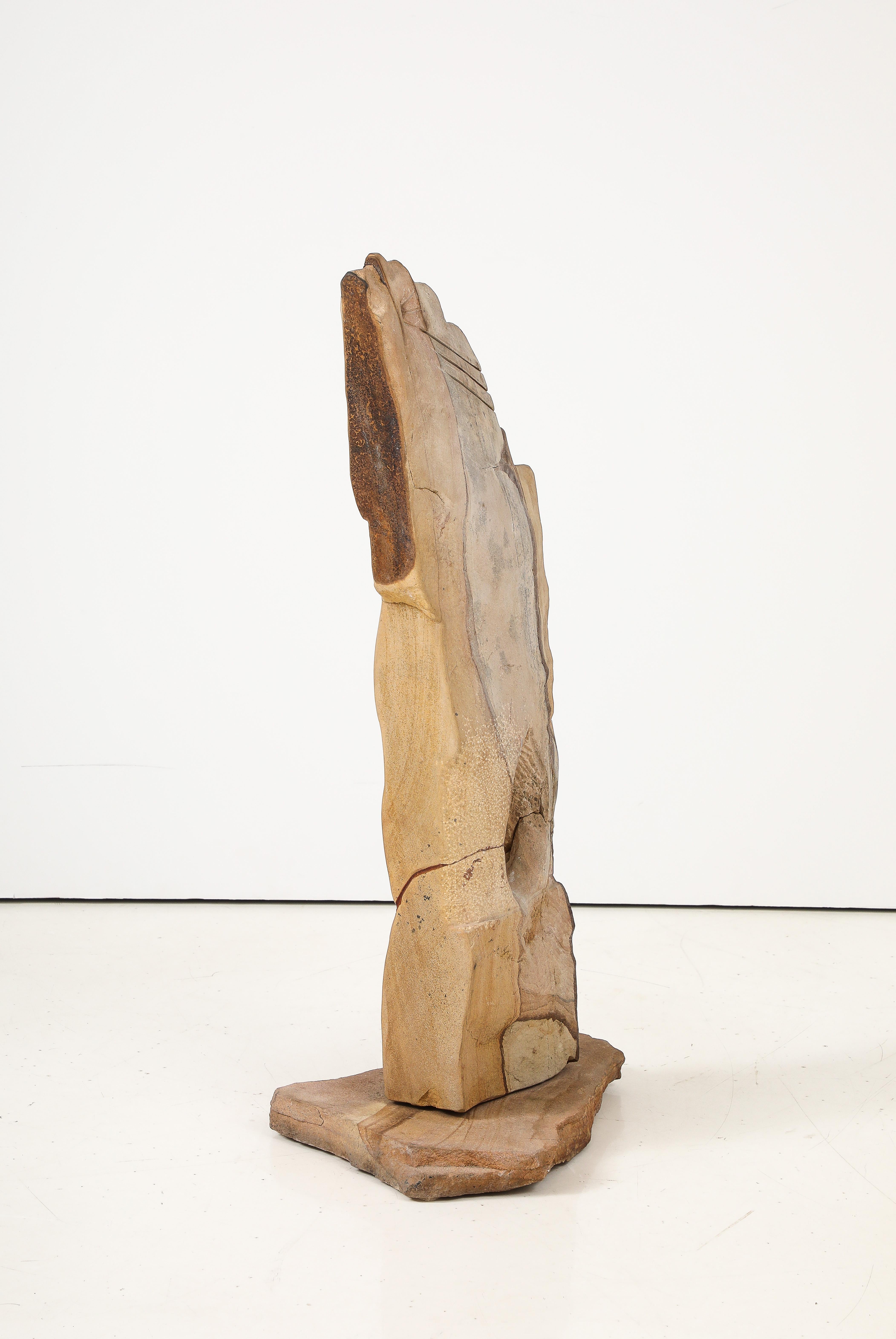 Large 1970's Modernist Stone Abstract Sculpture Signed For Sale 7