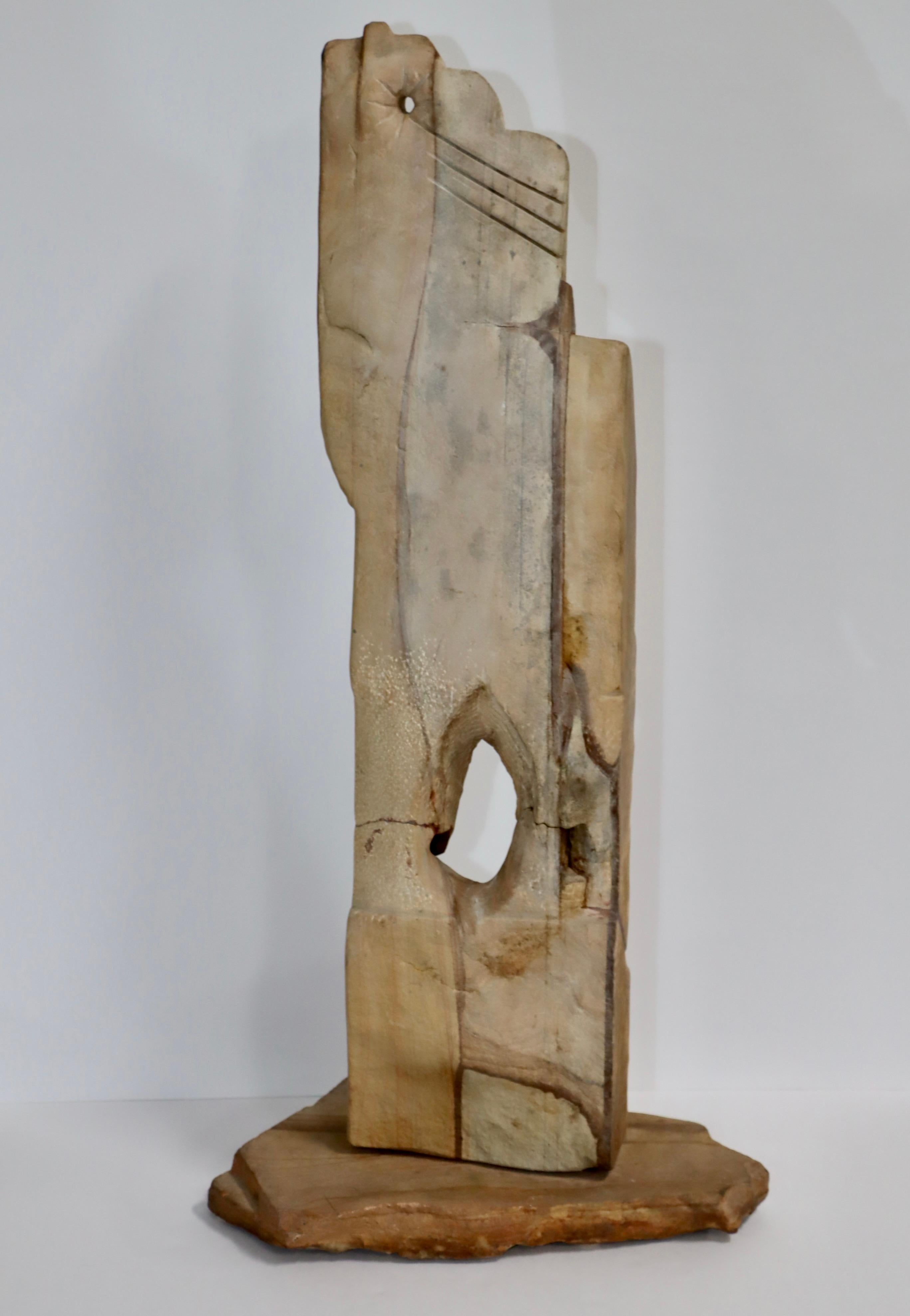 Large 1970's Modernist Stone Abstract Sculpture Signed  For Sale 9