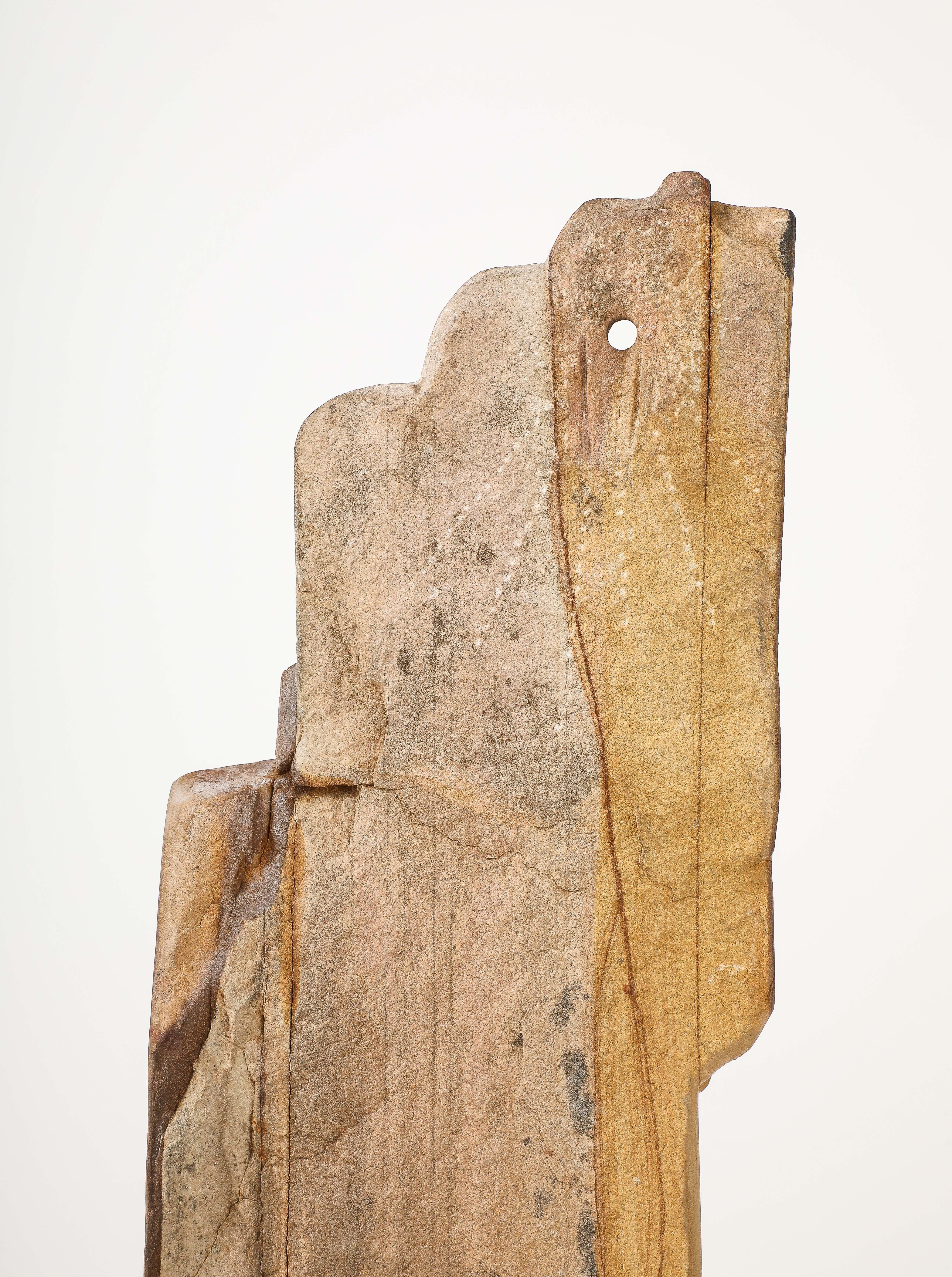 Large 1970's Modernist Stone Abstract Sculpture Signed In Good Condition For Sale In New York, NY