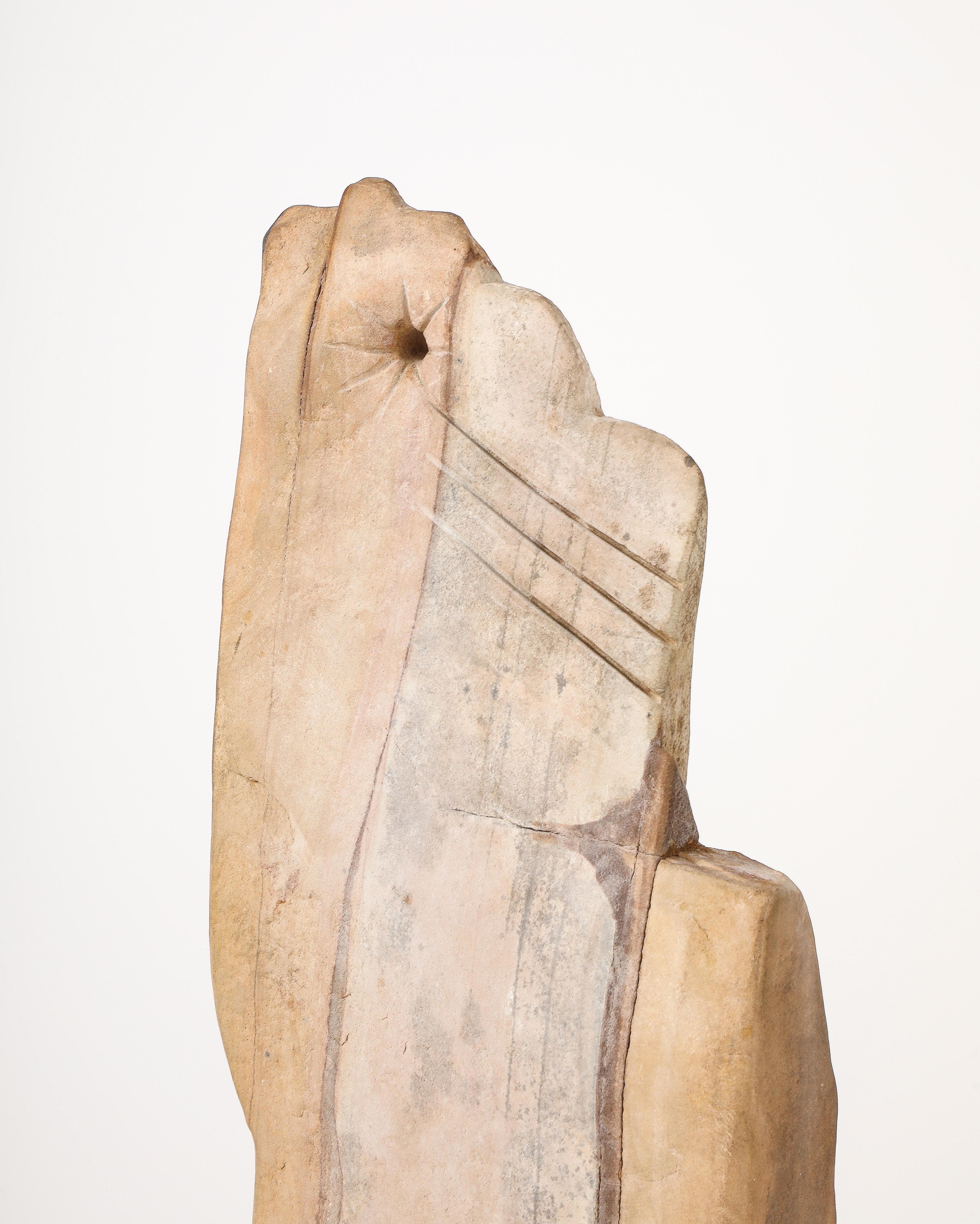 Large 1970's Modernist Stone Abstract Sculpture Signed For Sale 1