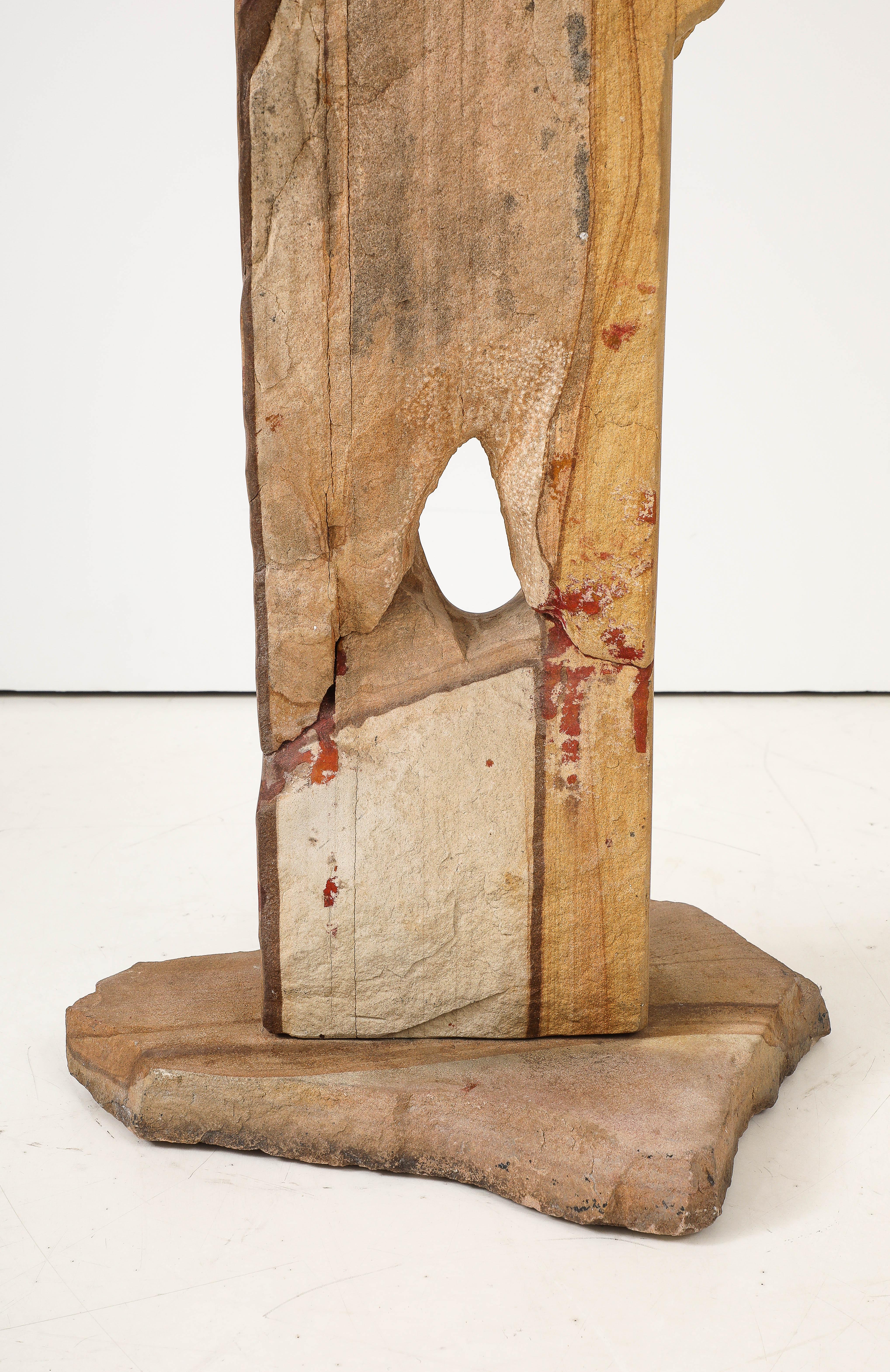 Large 1970's Modernist Stone Abstract Sculpture Signed For Sale 3