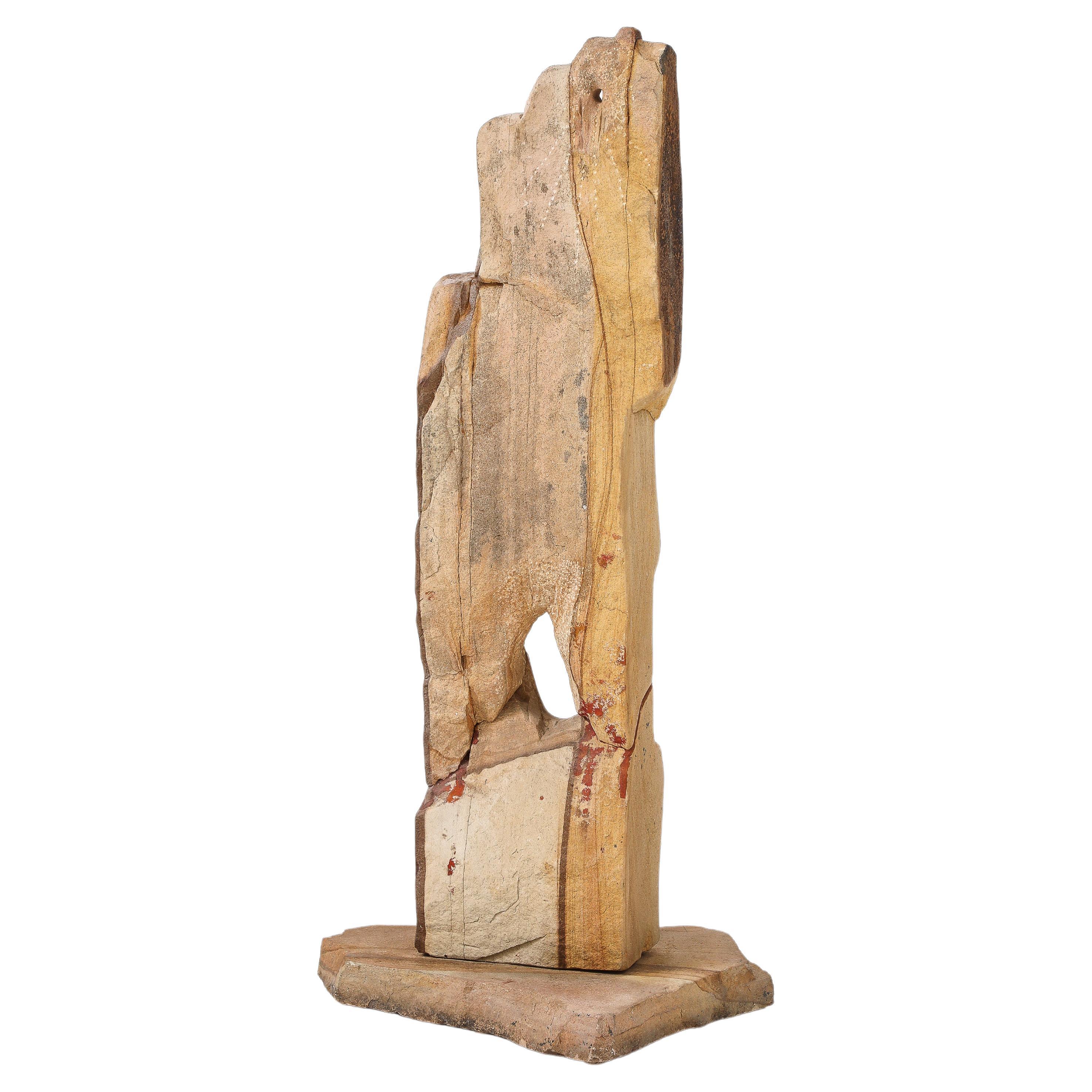 Gran escultura abstracta modernista de piedra de los años 70 firmada