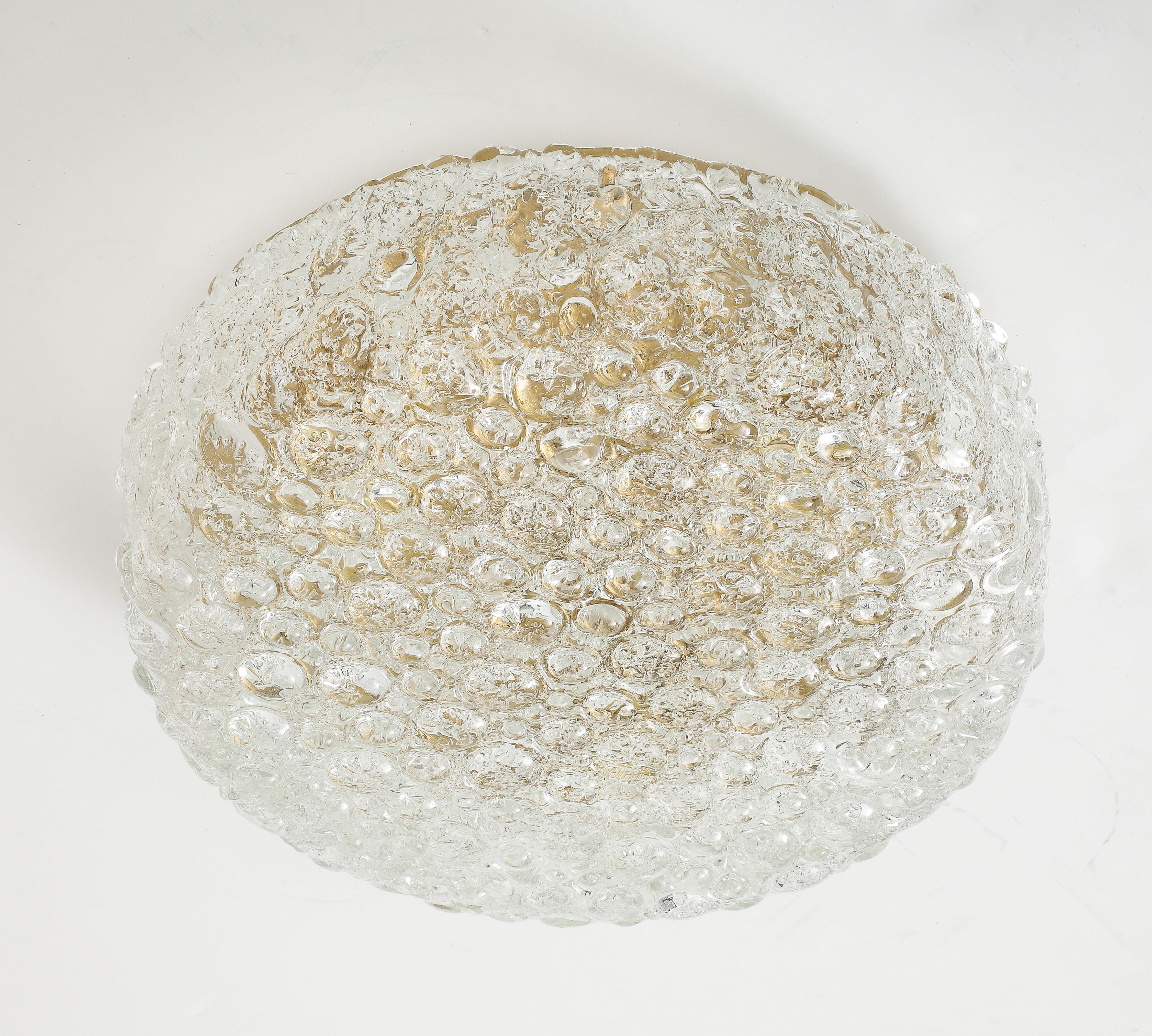 German Large 1970's Murano Glass Flush Mount / Ceiling Fixture by Hillebrand For Sale