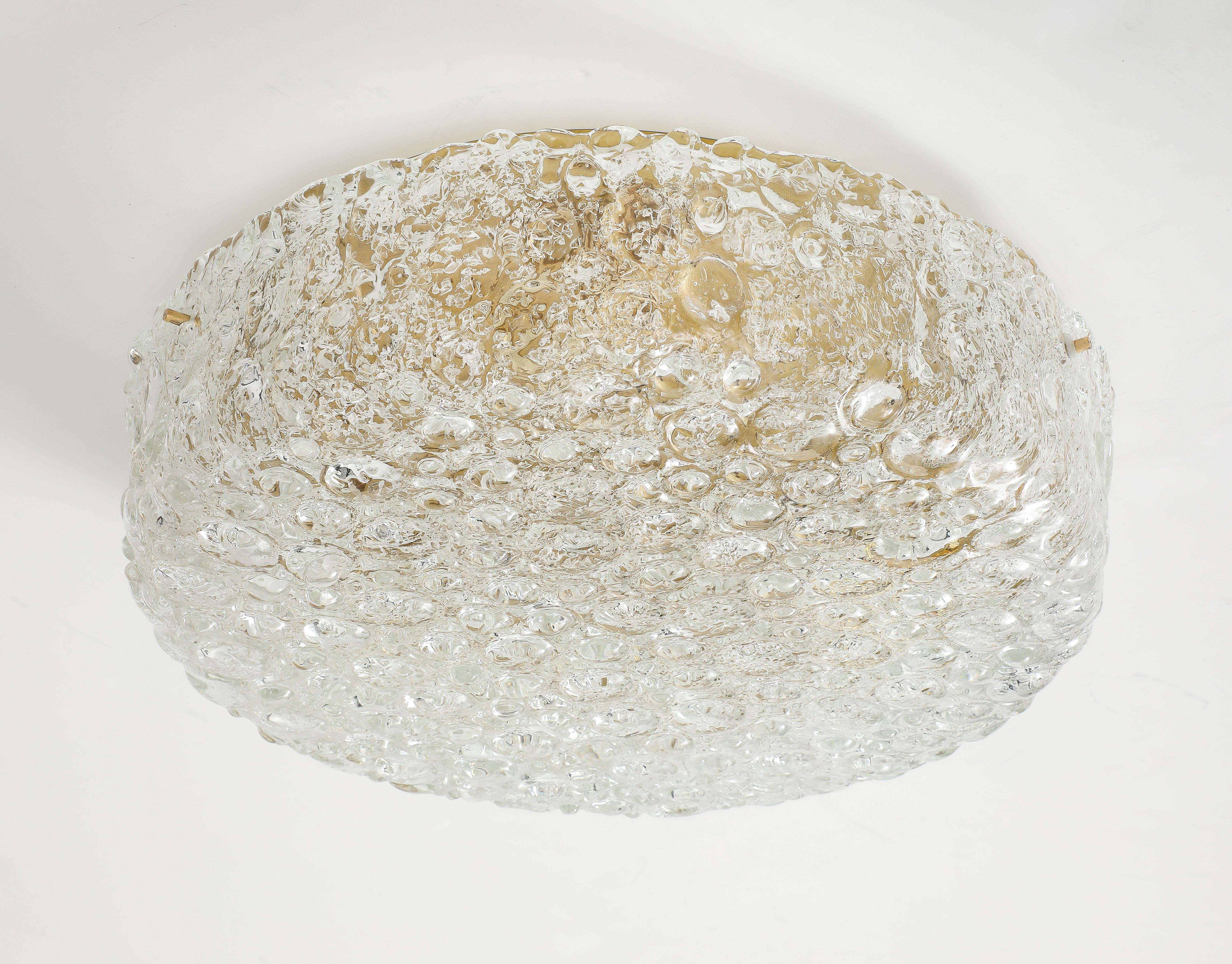 Large 1970's Murano Glass Flush Mount / Ceiling Fixture by Hillebrand In Good Condition For Sale In New York, NY