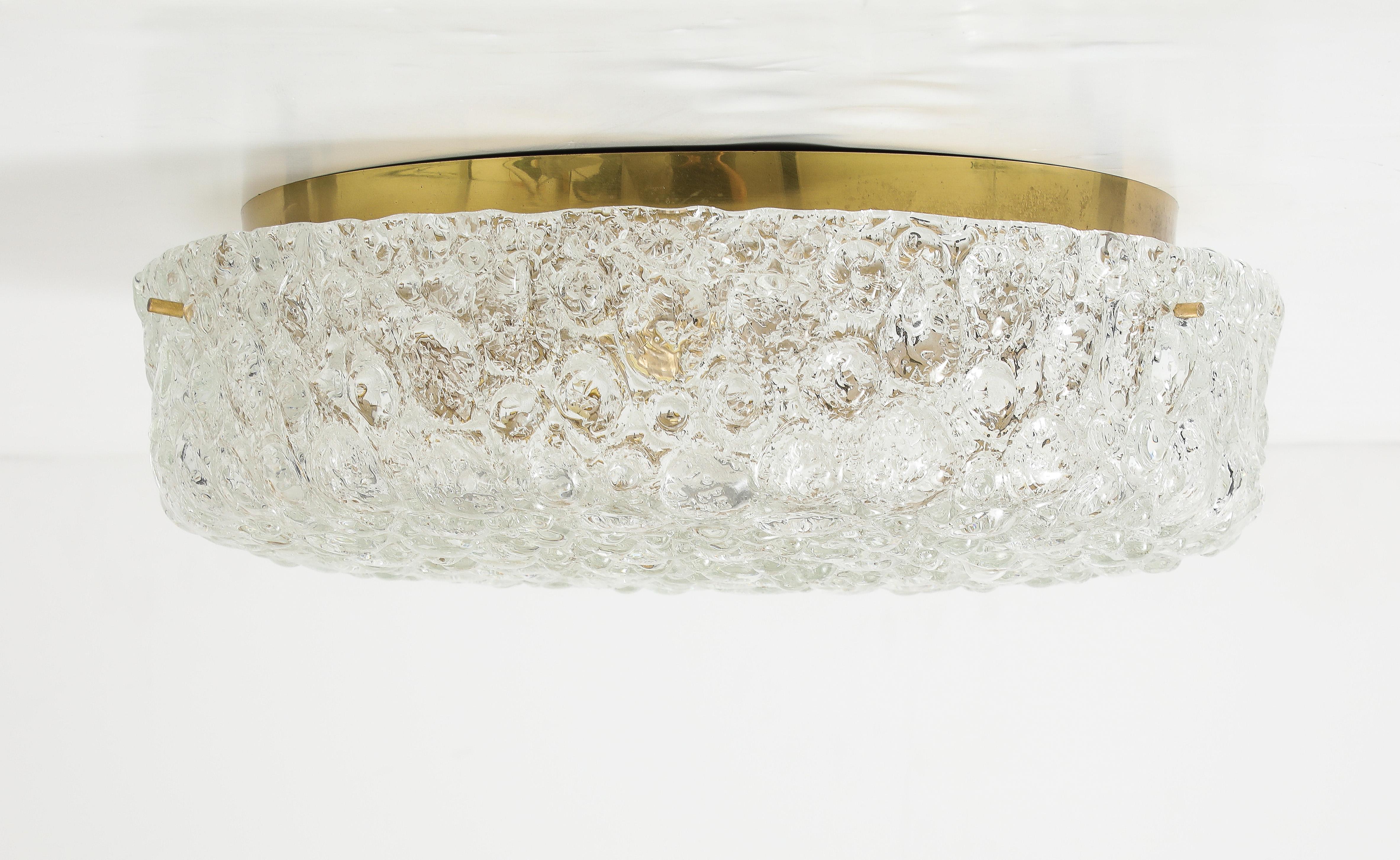 Large 1970's Murano Glass Flush Mount / Ceiling Fixture by Hillebrand For Sale 1