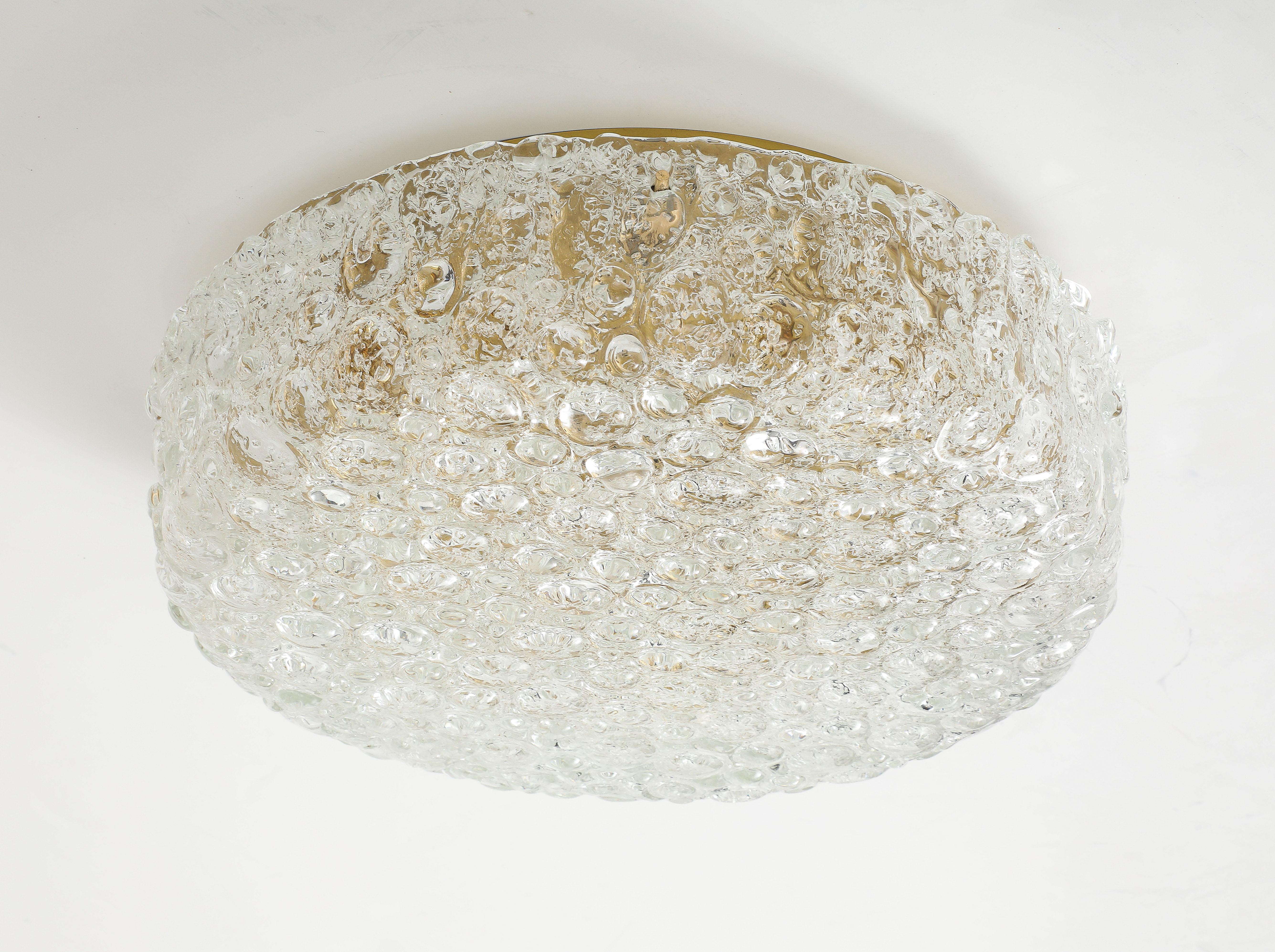 Large 1970's Murano Glass Flush Mount / Ceiling Fixture by Hillebrand For Sale 2