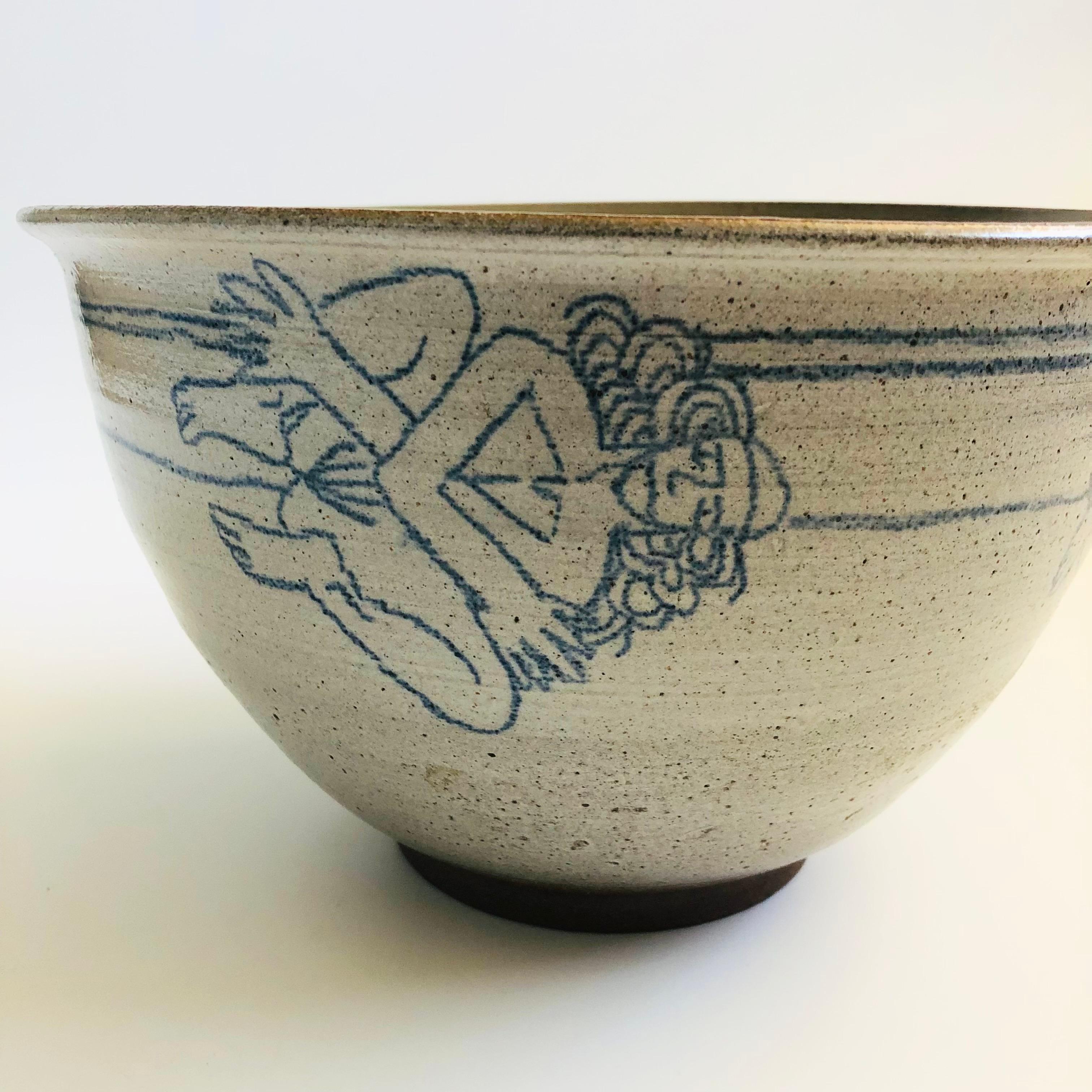 20ième siècle Large 1970s Nude Studio Pottery Bowl en vente