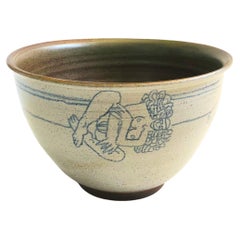 Large 1970s Nude Studio Pottery Bowl