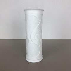 Large 1970s OP Art Biscuit Porcelain German Vase Made by AK Kaiser, Germany