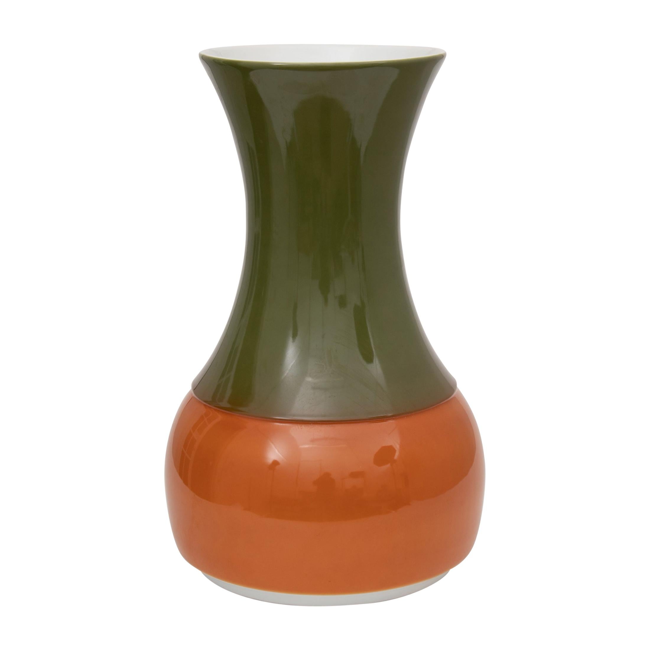 Large 1970s Orange and Green Ceramic Floor Vase by Thomas of Germany at