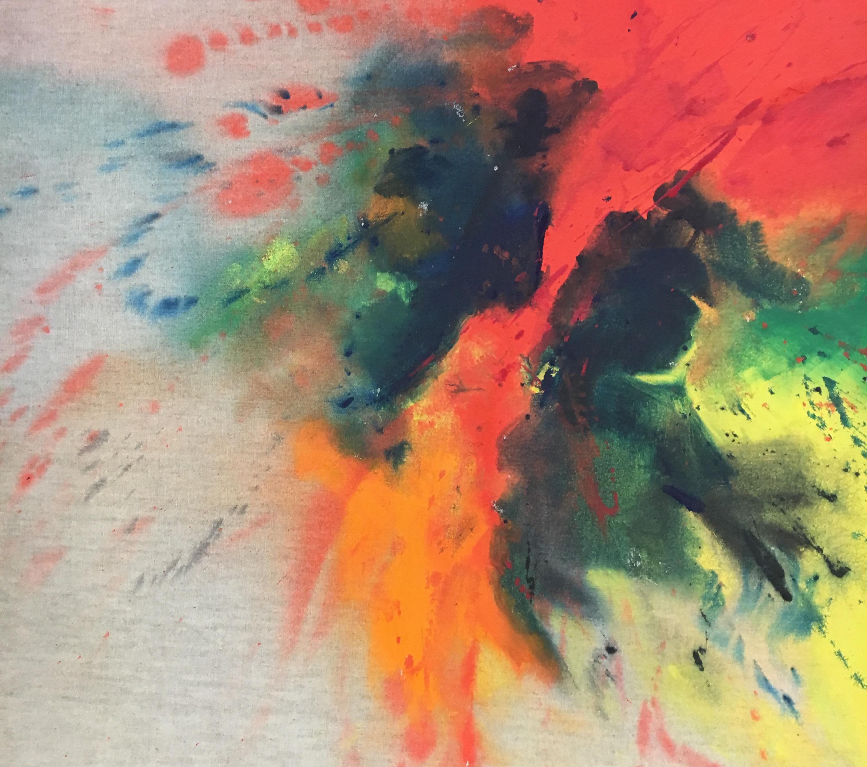 Large 1970s Original Signed Rita Schwartz Abstract Painting In Excellent Condition In West Hartford, CT