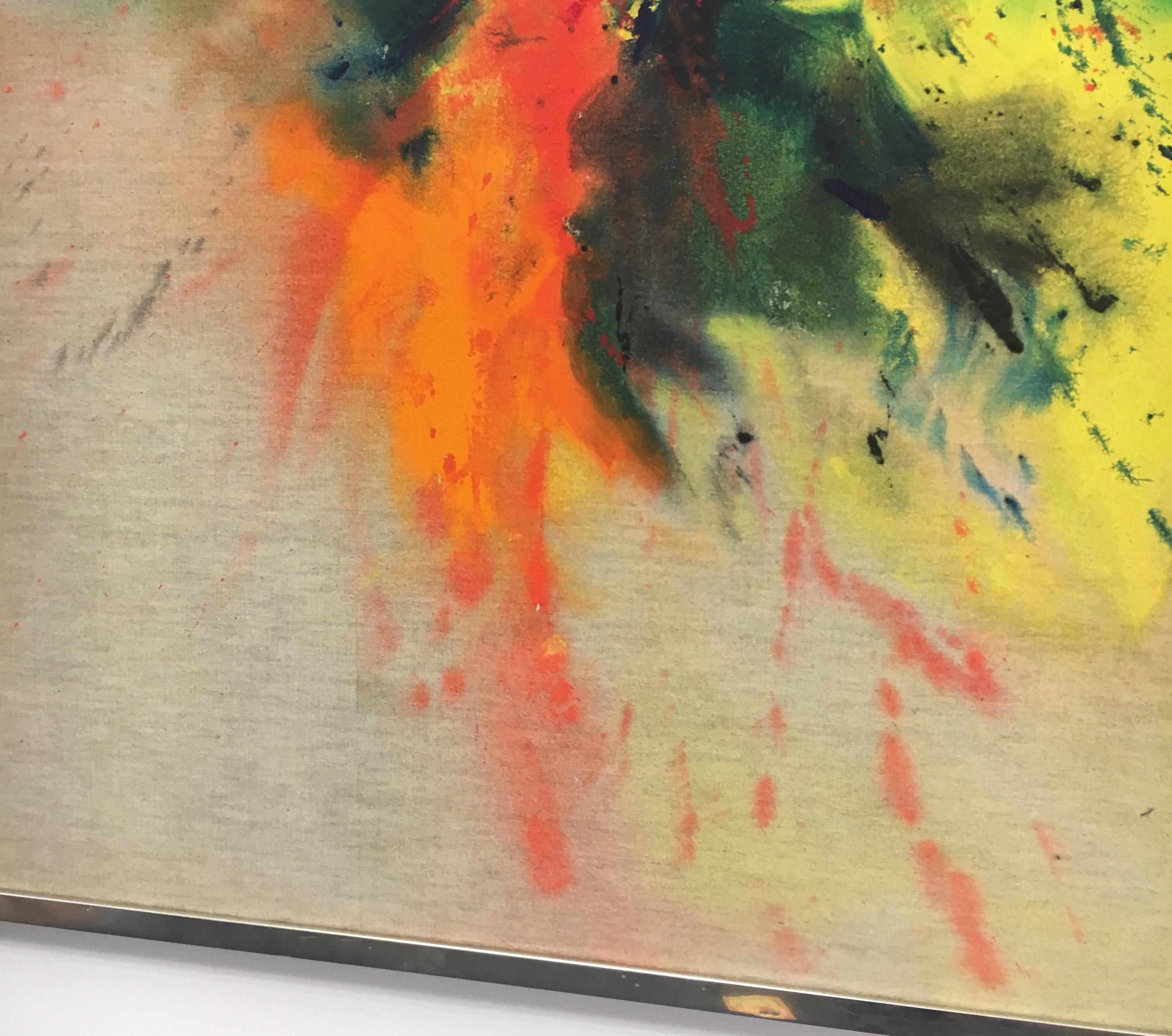 Large 1970s Original Signed Rita Schwartz Abstract Painting 1