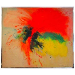 Large 1970s Original Signed Rita Schwartz Abstract Painting