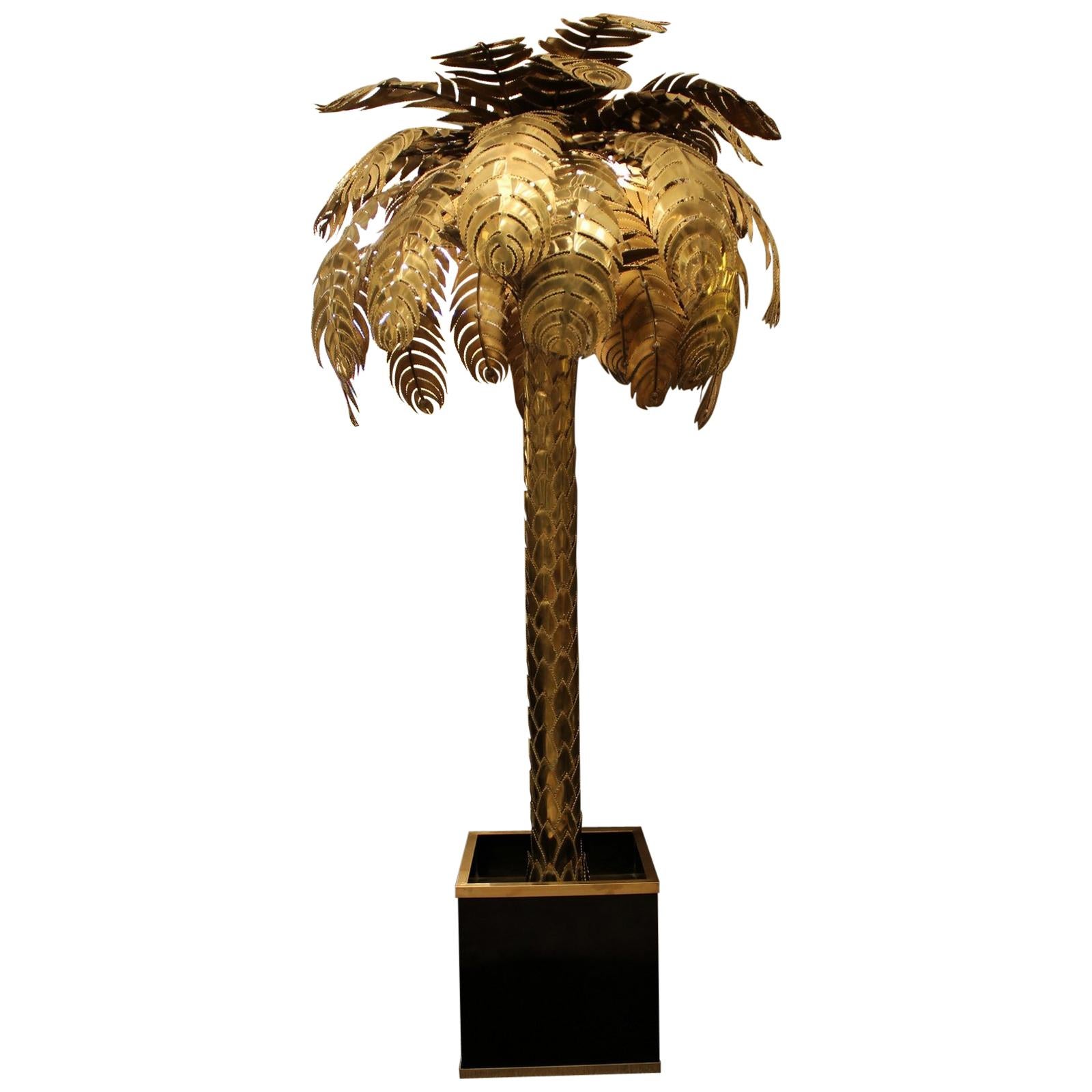 Large 1970s Palm Tree Floor Lamp by Maison Jansen