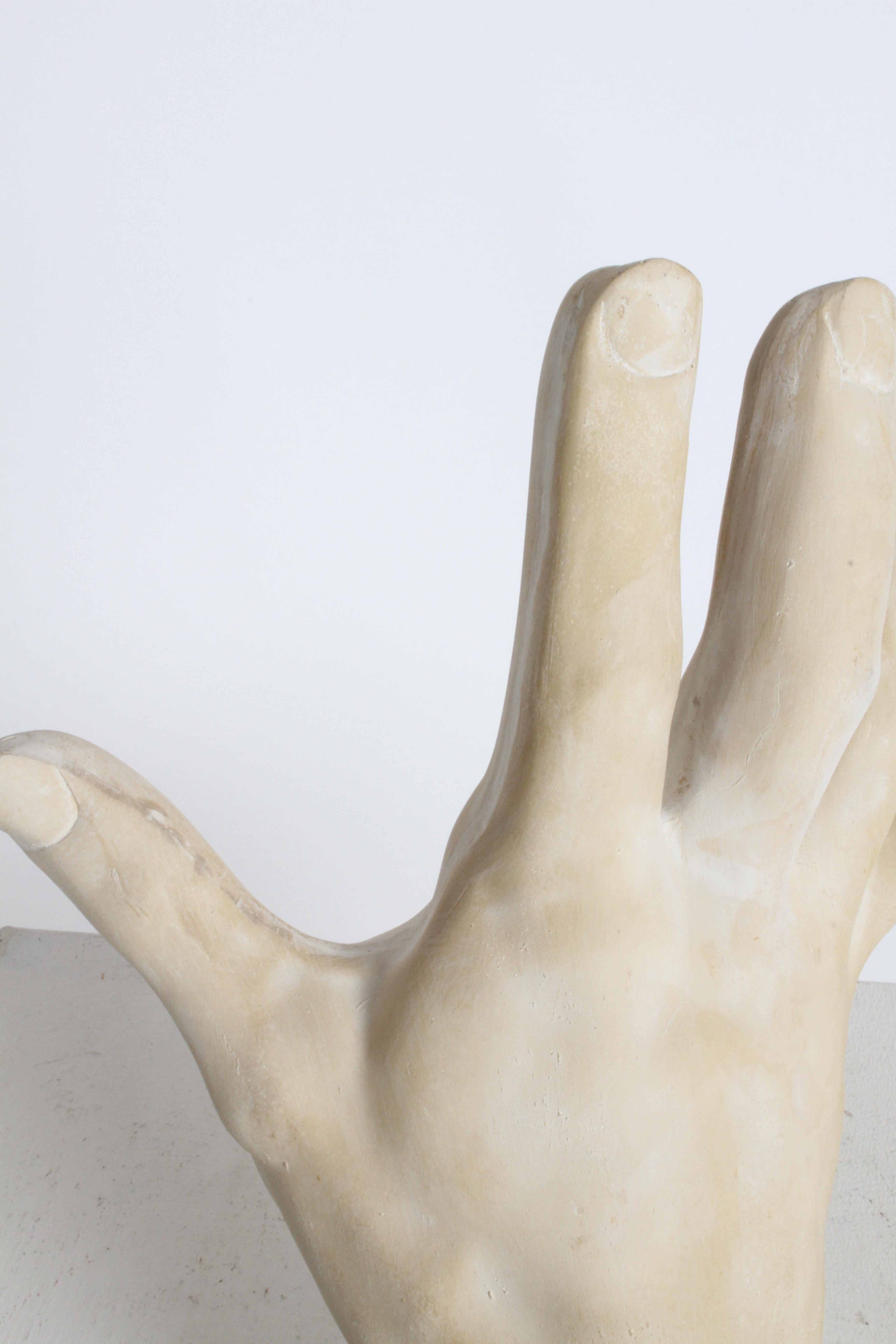Large 1970s Plaster Artist Hand Study Table Sculpture, Style of John Dickinson For Sale 4