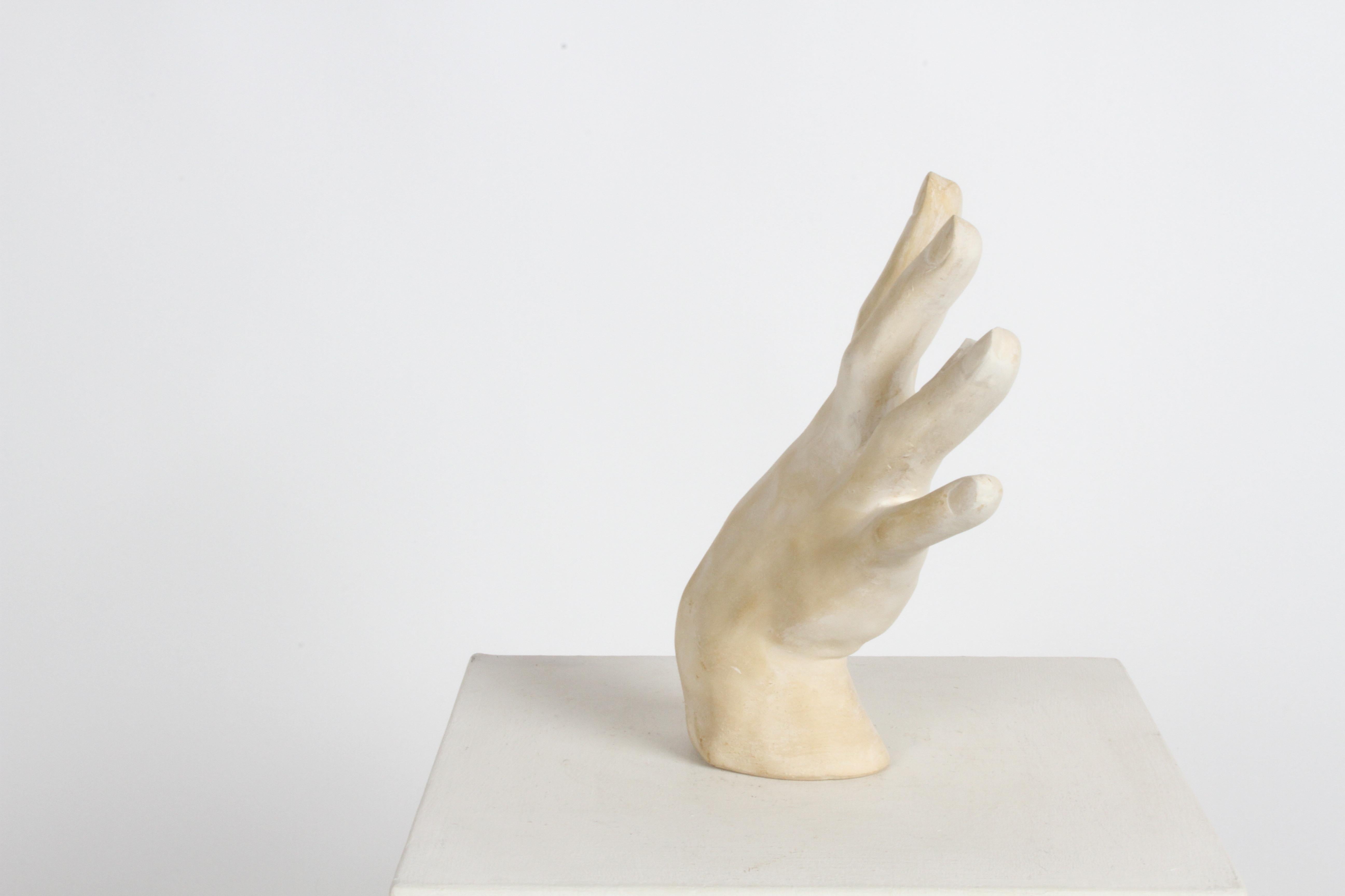 Mid-Century Modern Large 1970s Plaster Artist Hand Study Table Sculpture, Style of John Dickinson For Sale