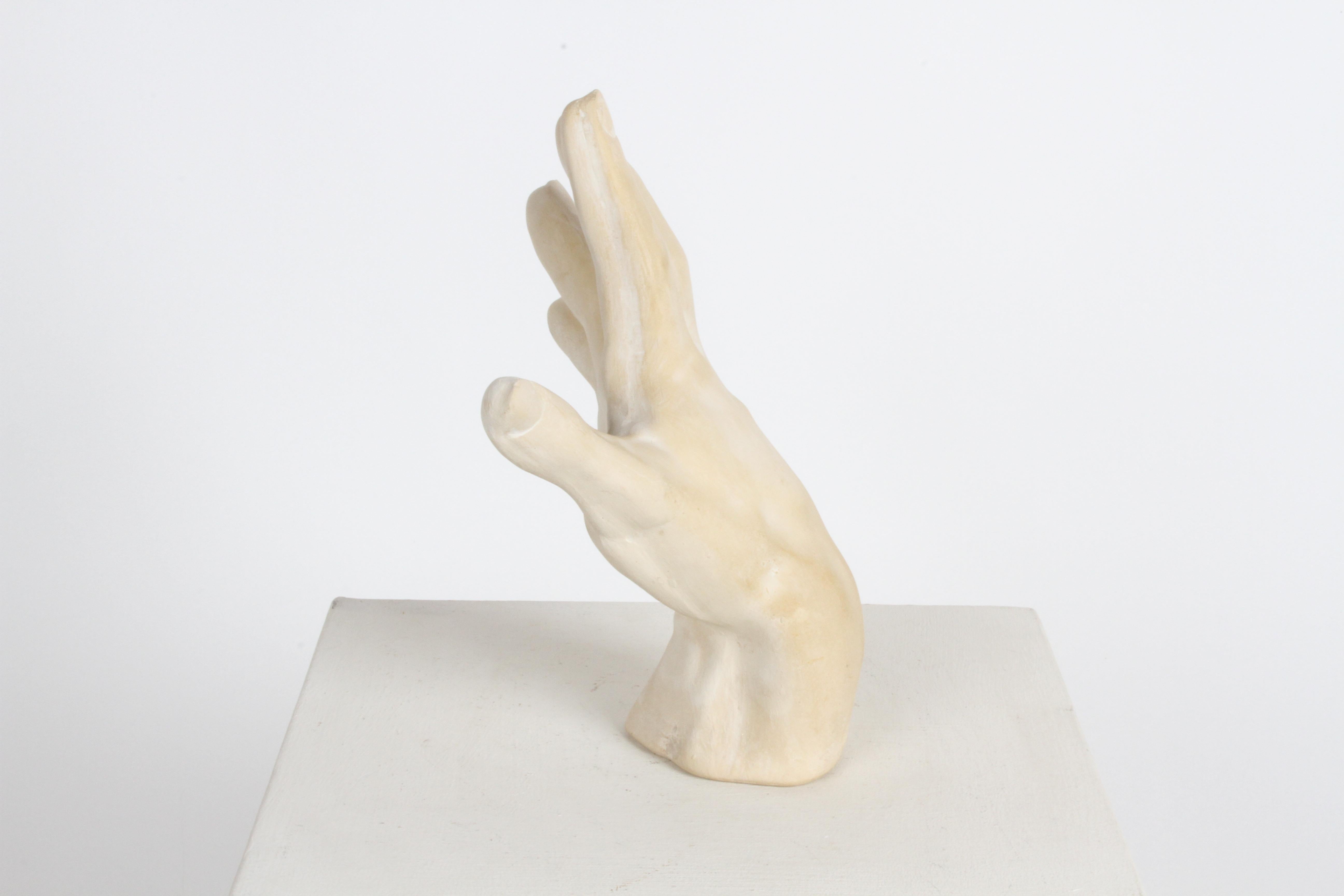 Late 20th Century Large 1970s Plaster Artist Hand Study Table Sculpture, Style of John Dickinson For Sale
