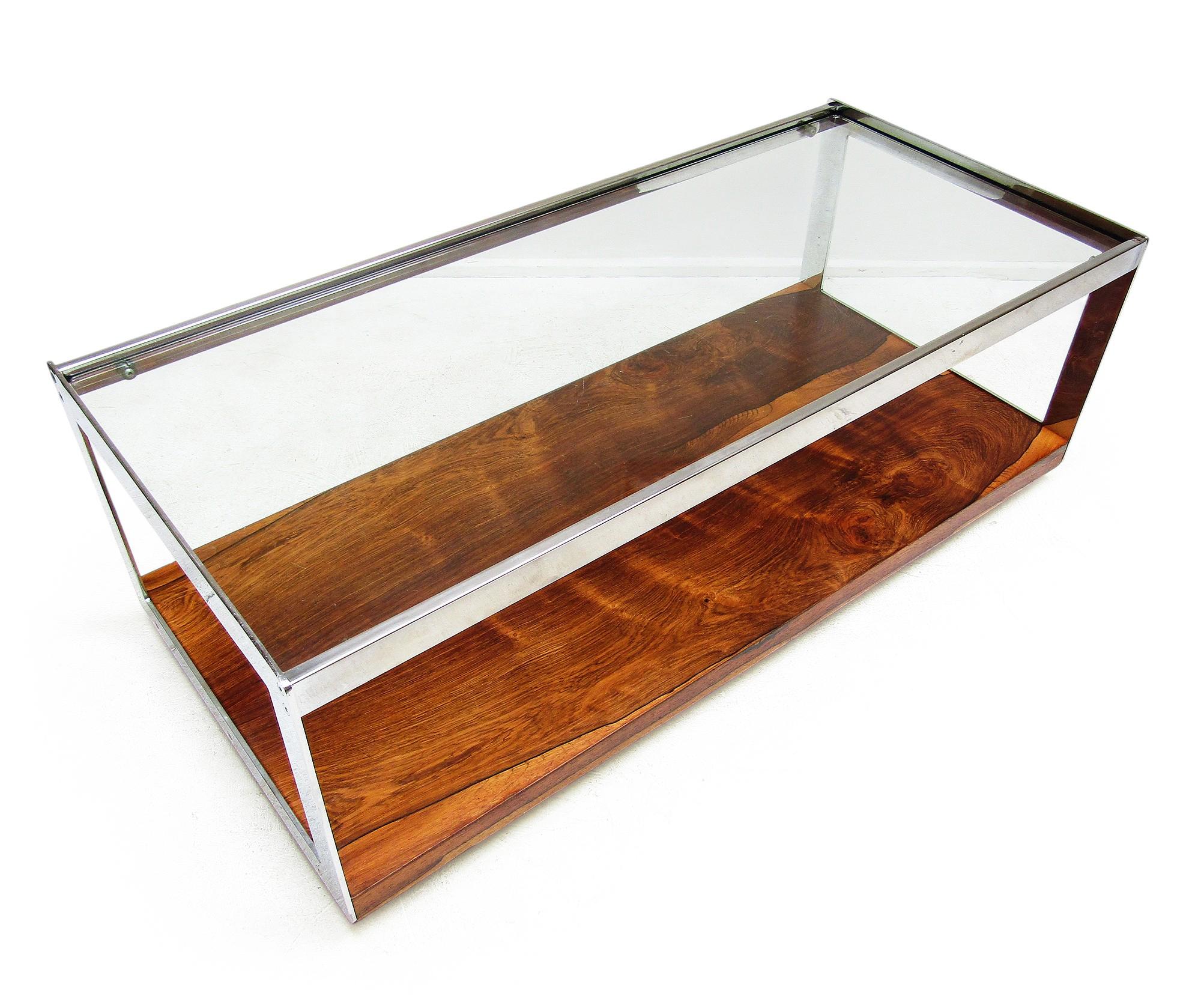 Großer rechteckiger Couchtisch aus Rosenholz und Chrom der 1970er Jahre von Merrow Associates im Angebot 5