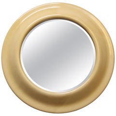 Large 1970s Round Goatskin Mirror