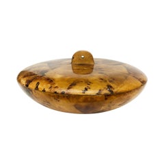 Large 1970s Round Tessellated Pen Shell Box