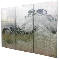 Large 1970s Sculptural Wall Panel in Brushed and Chromed Steel
