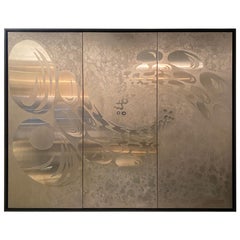 Large 1970s Sculptural Wall Panel in Brushed and Chromed Steel