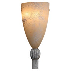 Large 1970s Seguso wall sconce in frosted Murano glass