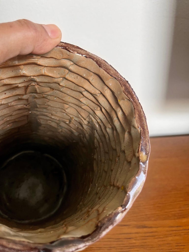 Large 1970s Signed Mid-Century Modern Studio Pottery Ceramic Vase For ...
