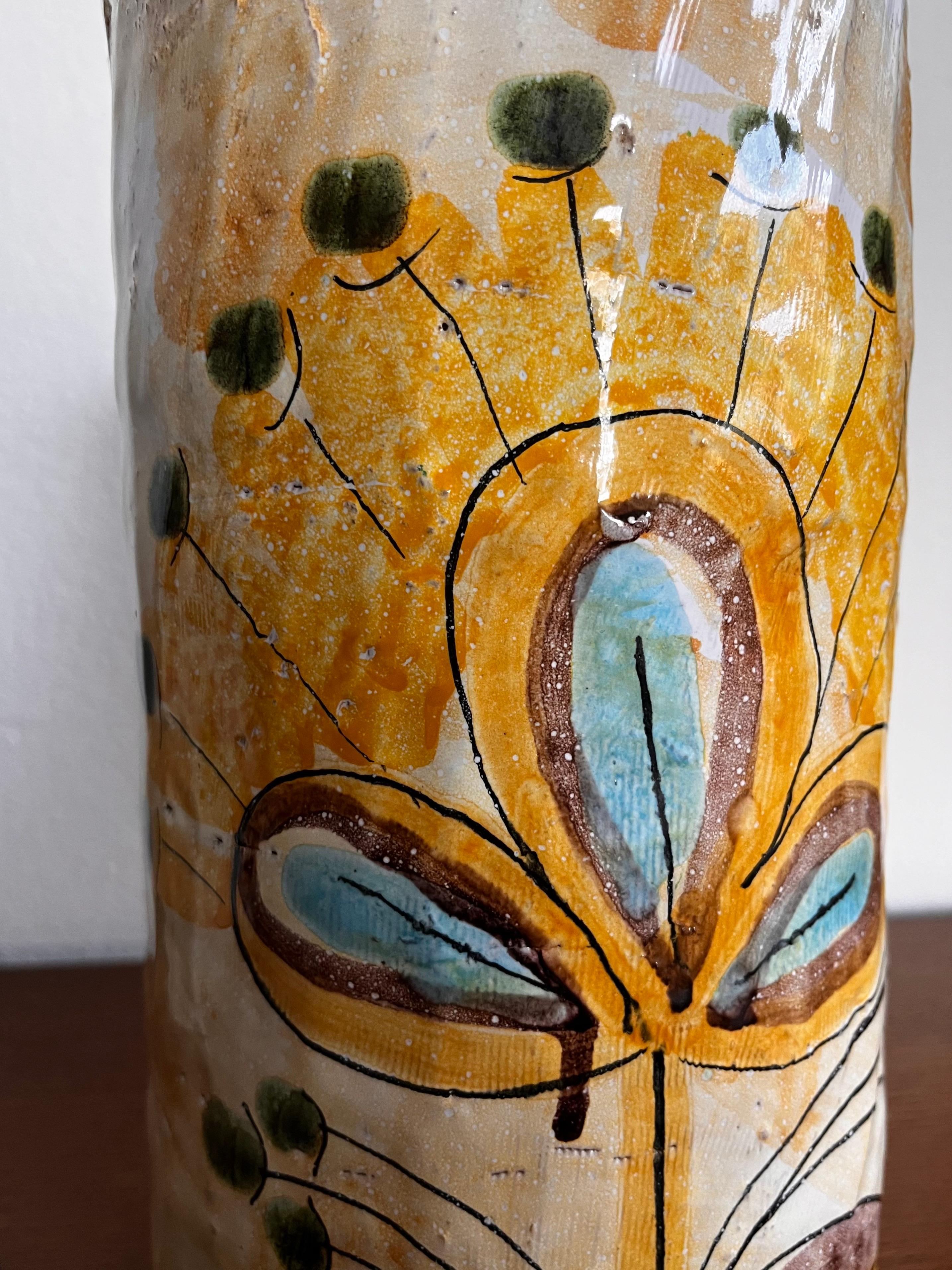 Large 1970s Signed Mid-Century Modern Studio Pottery Ceramic Vase For Sale 8