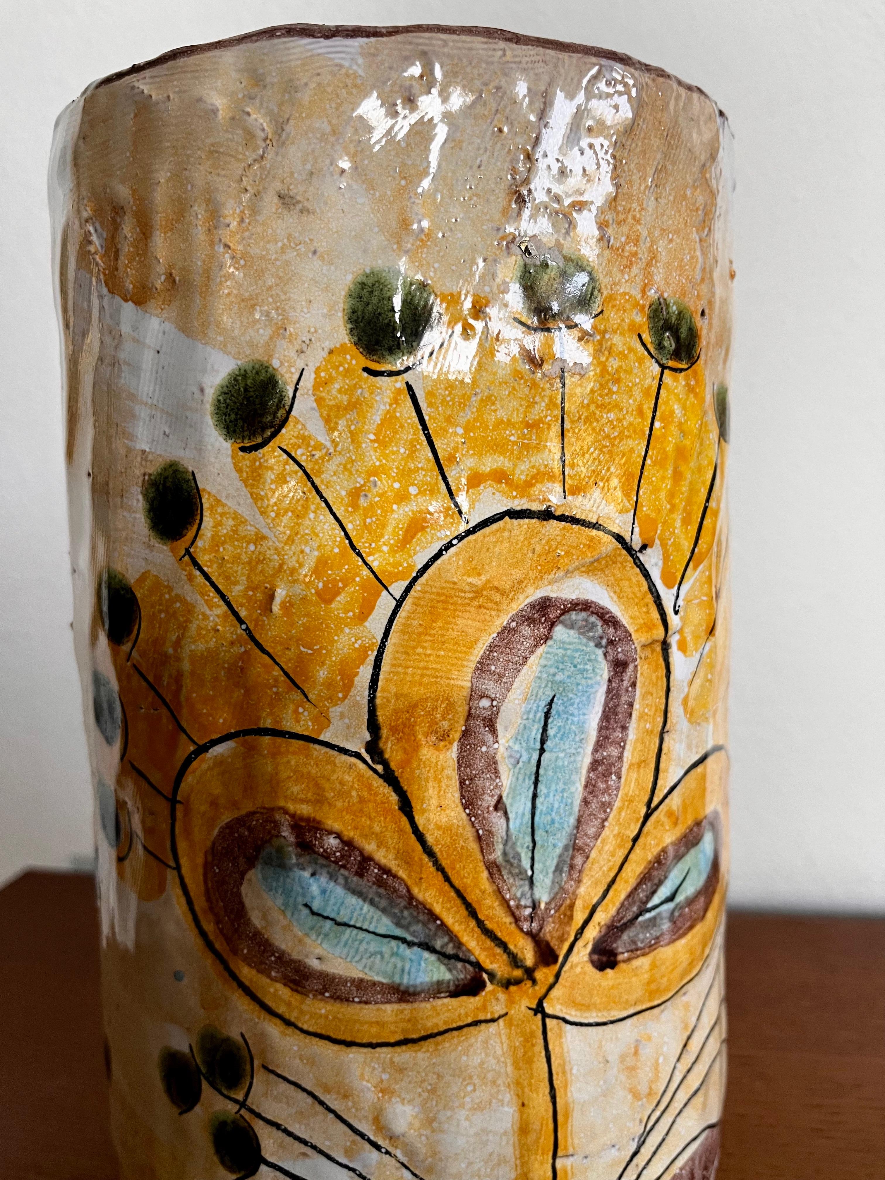 Large 1970s Signed Mid-Century Modern Studio Pottery Ceramic Vase For Sale 9