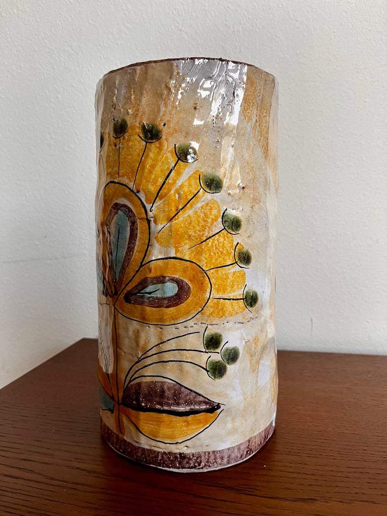 Large 1970s Signed Mid-Century Modern Studio Pottery Ceramic Vase For ...