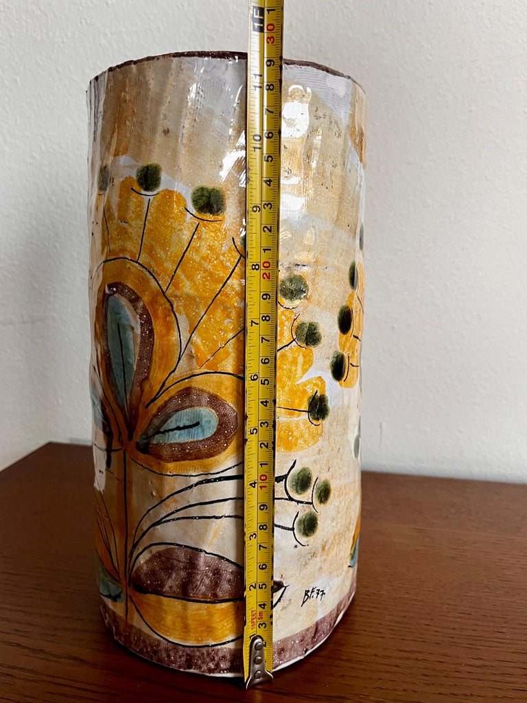 Large 1970s Signed Mid-Century Modern Studio Pottery Ceramic Vase For ...