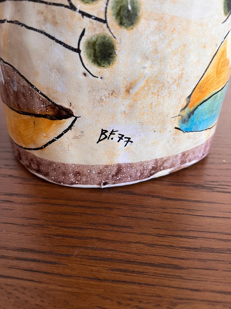 Large 1970s Signed Mid-Century Modern Studio Pottery Ceramic Vase For ...