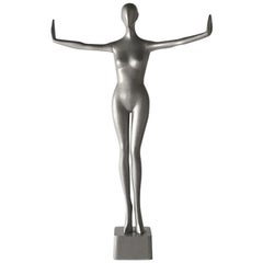 Large 1970s Silver Vogueing Fibreglass Mannequin, USA