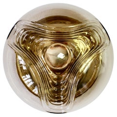 Large 1970s Smoked Glass & Brass Biomorphic Wall Light Sconce by Peill & Putzler