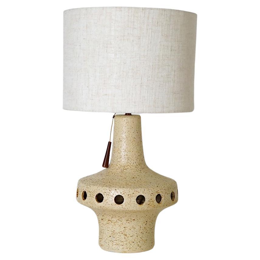 Large 1970's Space Age Ceramic Table Lamp with Cut-Outs by Ravelli For Sale