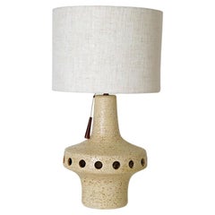 Large 1970's Space Age Ceramic Table Lamp with Cut-Outs by Ravelli