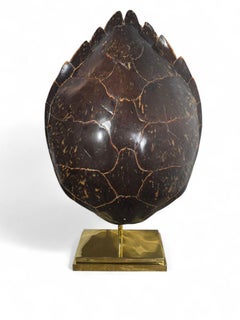 Large 1970s Table Lamp with Polished Bronze Base